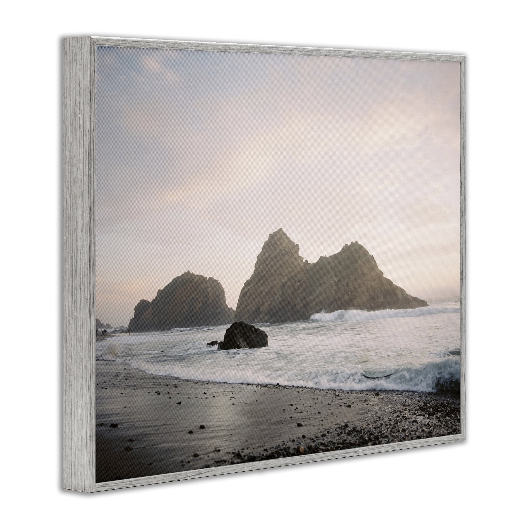 Stupell Industries Seaside Cliffs Landscape Landscape Photography Gray Framed Art Print Wall Art, 14 x 11