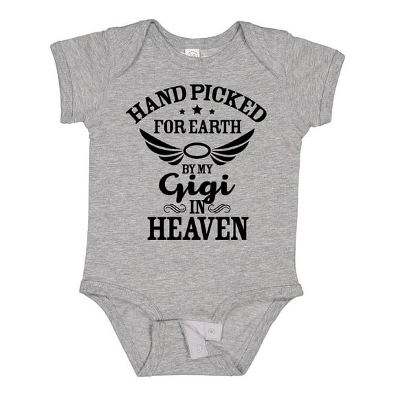 Inktastic Handpicked for Earth by My Gigi in Heaven with Angel Wings Boys or Girls Baby Bodysuit