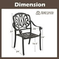 thumbnail image 3 of Gymax 2 Pieces Cast Aluminum Chairs Set of 2 Stackable Patio Dining Chairs w/ Armrests, 3 of 10