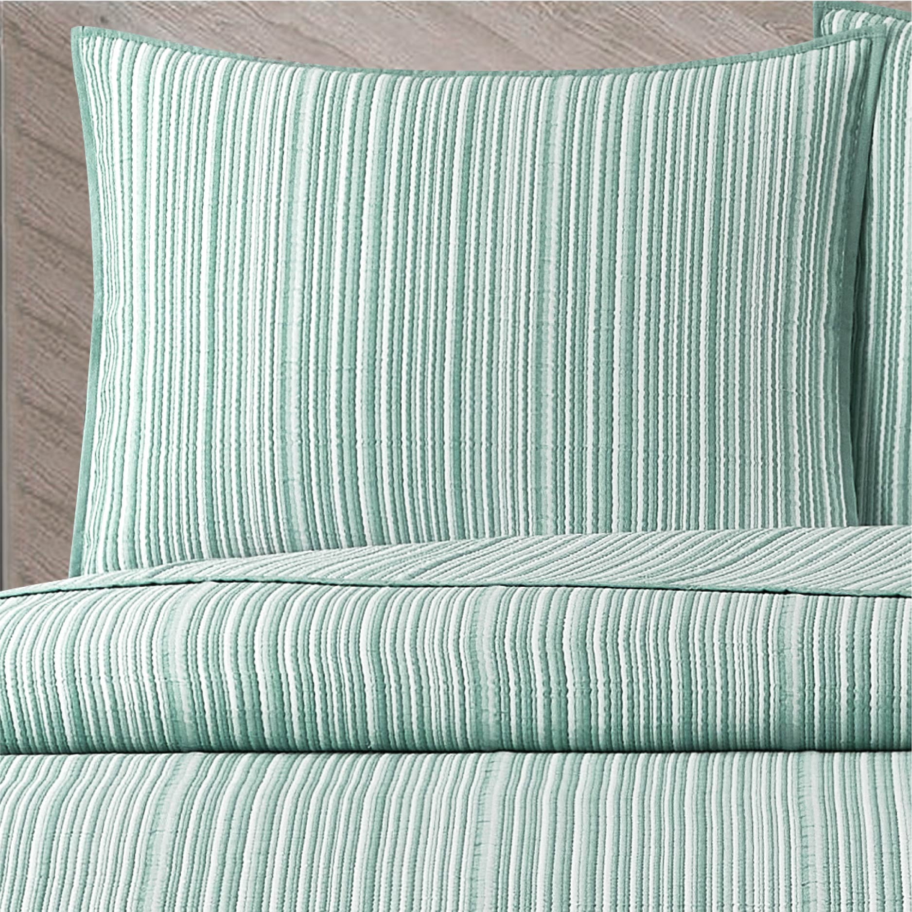 Mainstays Essentials Green Stripe Pillow Sham, King 1 Pack