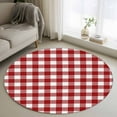thumbnail image 2 of Farmhouse Buffalo Plaid 3ft Area Rug, Red White Checkered Washable Non-Slip Small Round Rugs for Entryway Bedroom Kitchen, Soft Circle Carpet for Dining Room, Playroom Nursery Rug, 2 of 9