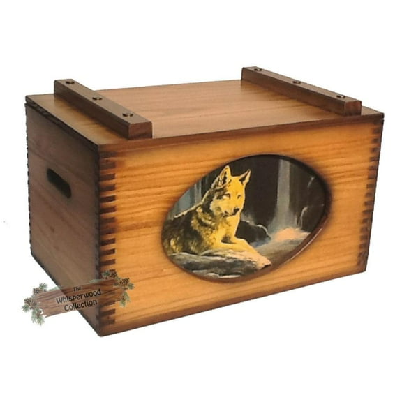 #76-228 On the Rock Wolf Wooden Storage Box