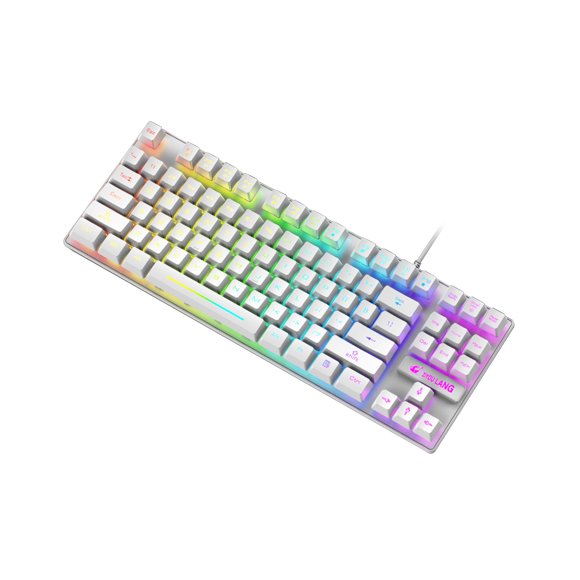 87 Keys K16 Keyboard Wired Waterproof Backlit RGB Color Mechanical Keyboard Computer Accessory for Notebook - White