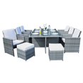 thumbnail image 3 of Direct Wicker 11-Piece Patio Dining Set Metal Rattan Wicker Furniture Garden Cushioned, 3 of 9