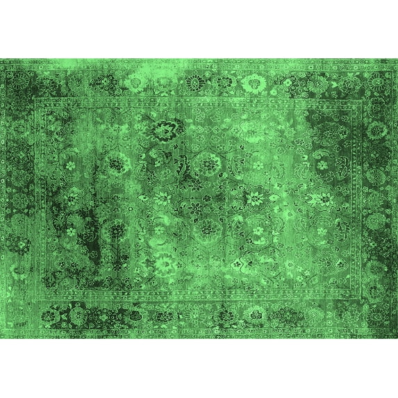 Ahgly Company Indoor Rectangle Oriental Emerald Green Industrial Area Rugs, 3' x 5'