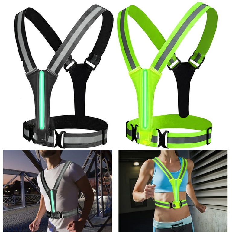 LED Reflective Vest USB Rechargeable Night Running Gear Reflector Straps  for 