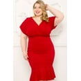 thumbnail image 2 of Pastel by Vivienne Women's Cocktail Formal Bodycon Plus Dress Mermaid Hem Pleats Red X-Large, 2 of 4