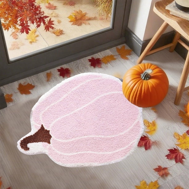 Alfombra de baño en forma de calabaza, lavable, naranja, 40*60cm (Piel sintética)