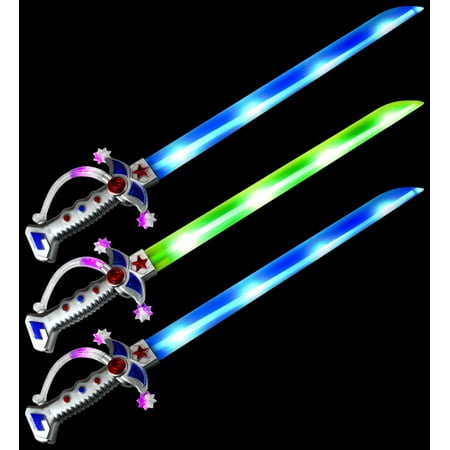 Set of 3 VT Astro Pirate Flashing LED Light Up & Sound Party Favor Toy Light Sword Sabers