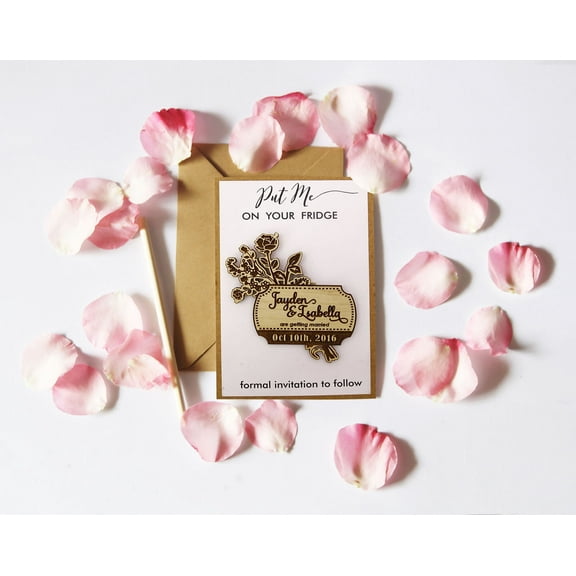 20 Rustic Wedding Save the Date Magnets Wooden Engraved Magnet Personalized Wedding Announcement Idea