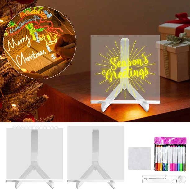 Ganfancp 15Cm Luz de Noche Acrílica Grande Mercado Nocturno Tablero Luminoso Menú Diy Tablero de Mensajes de Pintura Infantil Regalo de Navidad 100Ml Ofertas Del Día Pizarra Luminosa*1+Marcador de Pi