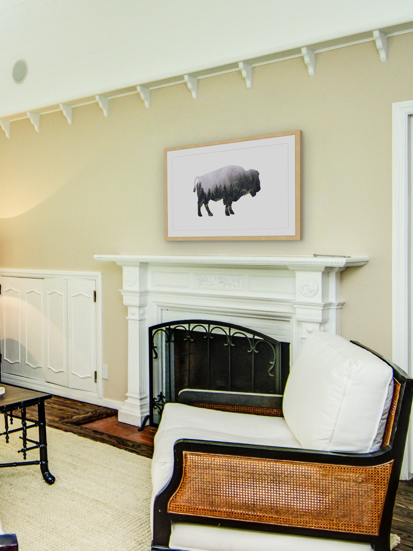 "Bison Forest" Framed Painting Print