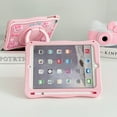 thumbnail image 4 of for iPad 9th 8th 7th Generation (10.2 inch, 2021/2020/2019) Case Kids Shockproof Cover 3D Cartoon with Rotating Handle Stand Shoulder Strap Soft Silicone Child Case,Pink, 4 of 6