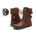thumbnail image 2 of VEPOSE Women's Mid Calf Boots Military Combat Bootie With Pocket Cognac Size 10, 2 of 6