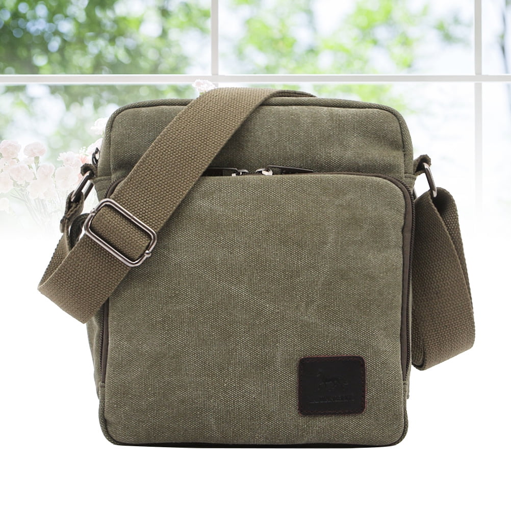 ORDDIART Travel Shoulder Bag For Men 1Pack Olive Green Canvas 20x11x23cm