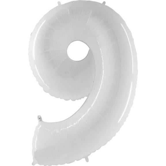 40 inch Number 9 - White Foil Mylar Balloon - Party Supplies Decorations