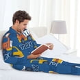 thumbnail image 6 of Picia Construction Vehicles Pattern Men’s Long-Sleeve Sleepwear Set - Soft 2-Piece Loungewear with Pockets, Comfy PJs for Relaxing Nights-Large, 6 of 7