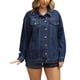 thumbnail image 4 of CHAQUETA DE MEZCLILLA Oversized para Mujeres de Manga Larga con Botones y Bolsillos Talla S Azul Oscuro, 4 of 5