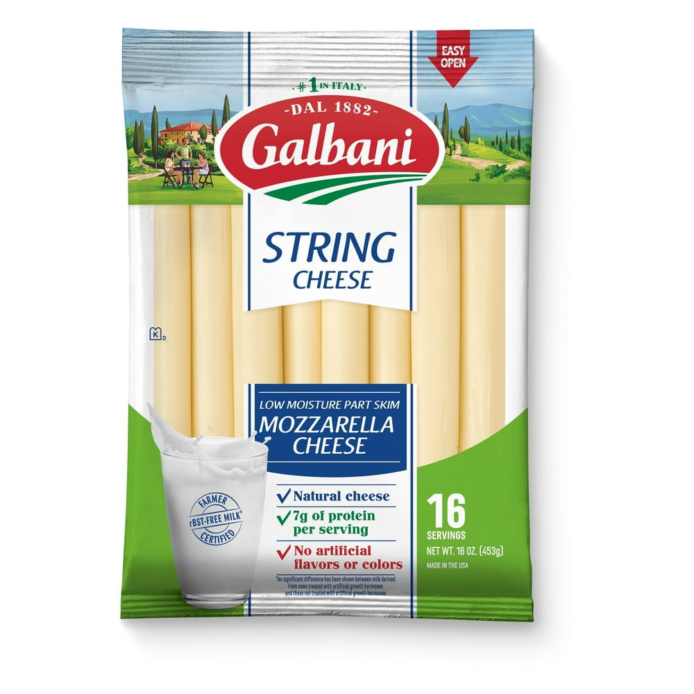 Galbani String Cheese Part Skim Mozzarella Cheese, 16 Oz, 16 Count