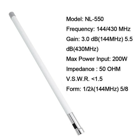 

GLFILL Fiberglass Antenna VHF UHF Dual 200W 3.0dBi High Gain Mobile Antenna