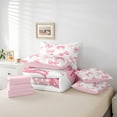 thumbnail image 6 of Manfei Bow Tie Ribbon 7 Pieces Bedding Comforter Set,Kawaii Cartoon Bowknot Full Bedding Set,Pink Polka Dots Fitted Sheet Flat Sheet For Girl,Super Cozy Room Decor Reversible, 6 of 8