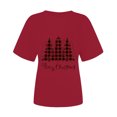 thumbnail image 3 of Haut de Sapin de Noël Femme Décontracté Col Rond Manches Courtes T-shirt Imprimé Sapin de Noël Haut, 3 of 6
