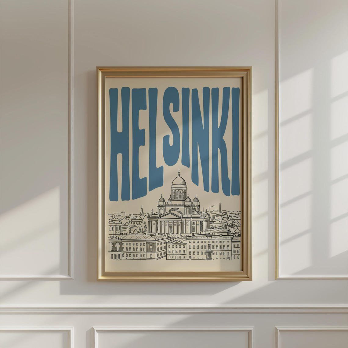 Helsinki Cathedral Travel Poster For Minimalist Finland City Decor