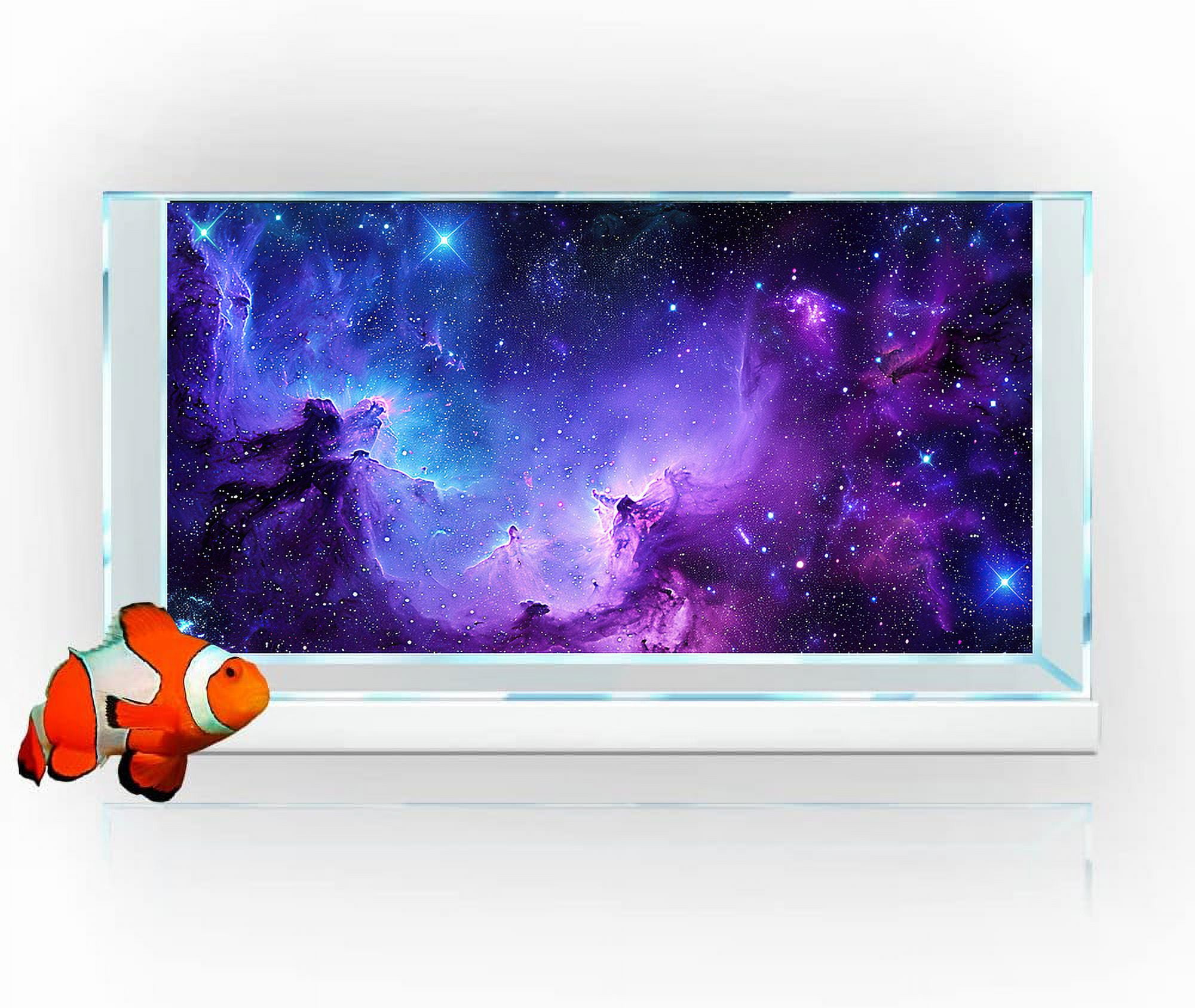 Galaxy Aquarium Background, Purple Starry Sky Universe Space Fish Tank Background Nebula Stars Terrarium Background, Mysterious Purple and Blue Nebula Stars Tapestry Fish Tank Decorations