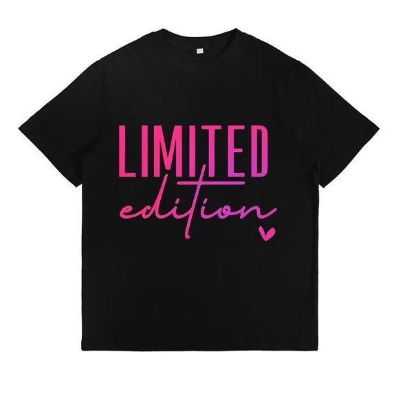 Womens LIMITED EDITION Pattern T Shirt Funny Graphic Tees Crew Neck Casual Short Sleeve Tees Tops Black,2XL