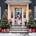 thumbnail image 3 of Christmas Door Cover With Snowman And Candy Cane Design Elastic Stretchy Fabric For Front Door Holiday Decor(Grey-90x180cm), 3 of 4
