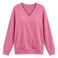 thumbnail image 7 of BXJX Womens Sweatshirts, Casual V Neck Long Sleeve Spring Fall Pullover Tops with Pockets Hot Pink Size S-2XL, 7 of 7