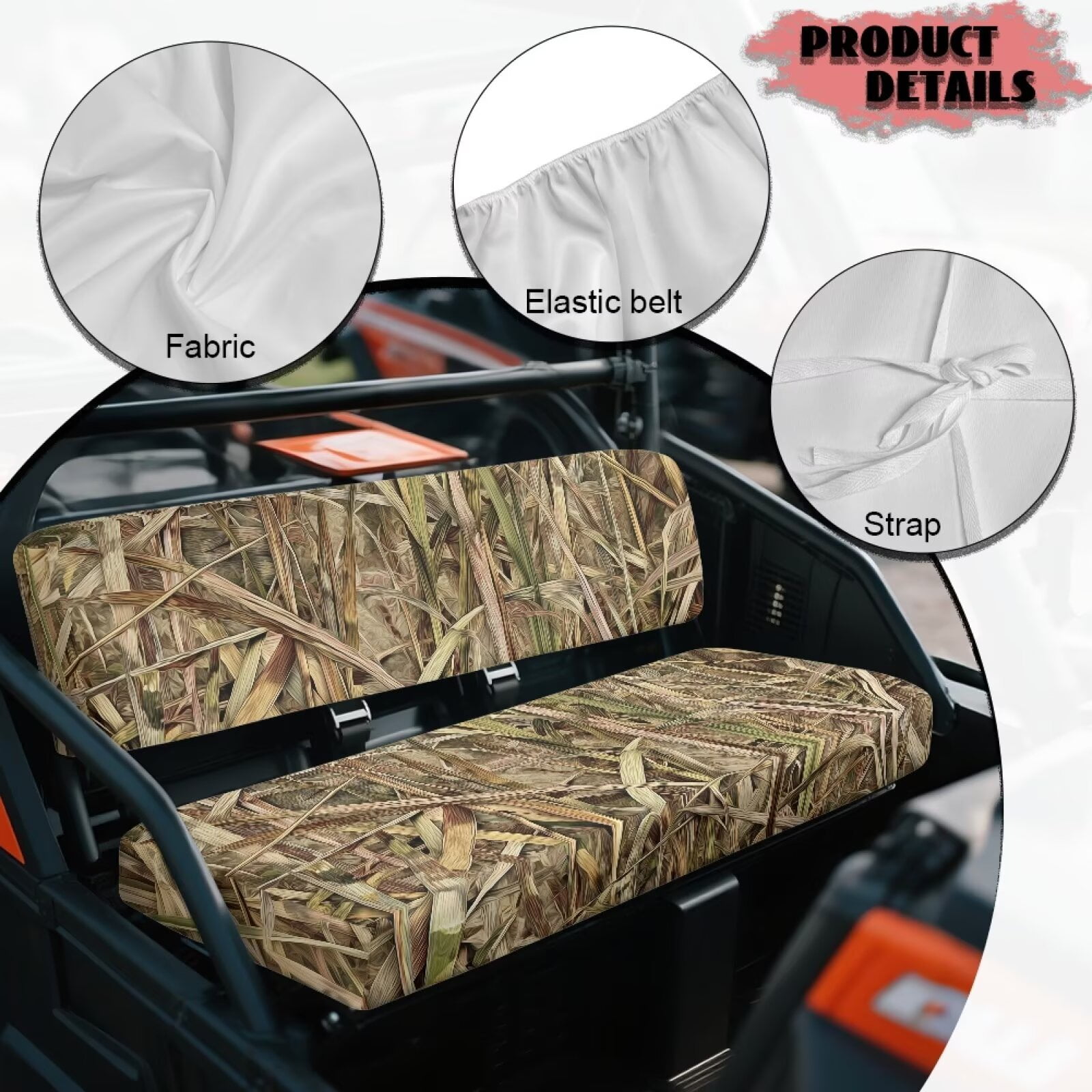 Yuyamidu Duck Hunter Camouflage UTV Seat Cover Anti Slip Mule Bench Seat Cover All-Weather Protection UTV Seat Accessories for Kawasaki Mule 2009-2024 4000 4010/2001-2018 3000 3010