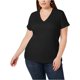 thumbnail image 1 of Camiseta básica con cuello en V para mujer de INC, negra, 3X, 1 of 1