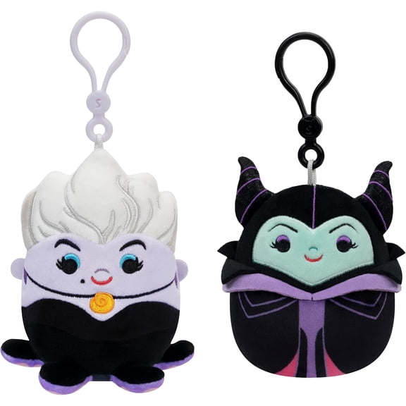 Squishmallows Original 3.5in Disney Maleficent and Ursula Clip 2-Pack – Official Jazwares Plush