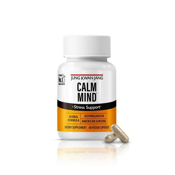 JungKwanJang Calm Mind Support, American Ginseng & Ashwagandha Capsules for Sleep & Stress Relief, Unisex Adults, 30 Ct
