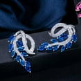 thumbnail image 6 of Blue Green Cubic Zirconia Stone Leaf Shape Stud Earring for Women Wedding Party, 6 of 9