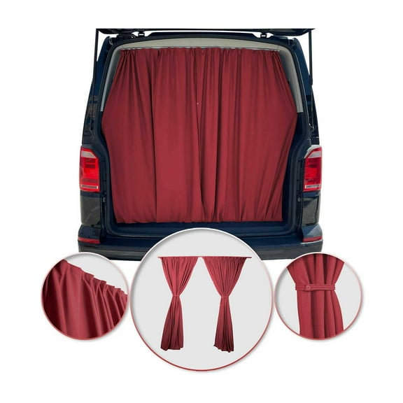 Trunk Tailgate Curtains for Ford E-Series Red 2 Privacy Curtains