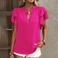 thumbnail image 2 of BLVB Summer Tunic Tops for Women V Neck Ruffle Sleeve T-Shirt Casual Solid Color Work Going out Blouse Tees, 2 of 5