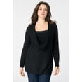 thumbnail image 2 of Roaman's Women's Plus Size Lightweight Cowl Neck Sweater With Lace Trim, 2 of 4