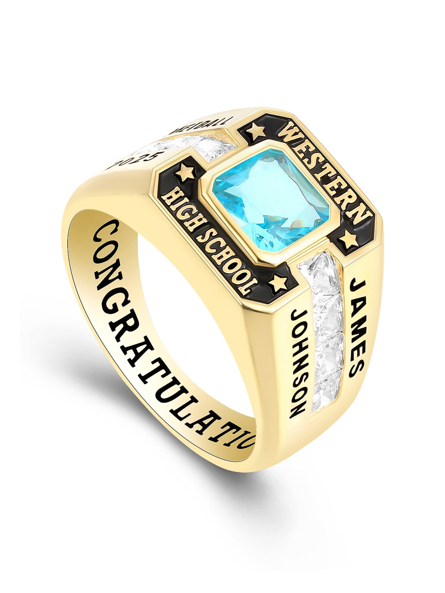 Mementos USA Customized 10kt Yellow Gold Men's Class Ring for High School and College-Phoenix