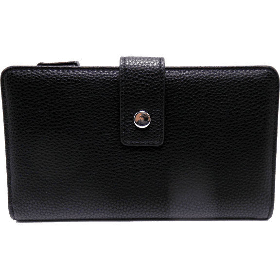 Faux Vegan Leather Women Personal SECRETARY ORGANIZER Mundi Fat Wallet Flap RFID Ladies p780s Black