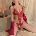 thumbnail image 2 of Lencería sexy, seducción de encaje sexy, mono abierto, ropa de dormir de mujer, conjunto de eliminación de uniforme gratis, 2 of 5