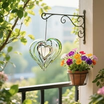 CuiLiyq Valentines Stainless Steel Silent Metal Wind Chime Hanging Decor, 1 Pcs Silvery Heart Spinning Pendant for Outdoor Indoor Garden Home Decoration Gift, 3.93" x 3.93"