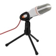 thumbnail image 1 of Moyic Micrófono de condensador con enchufe de 3,5mm, micrófono estéreo para el hogar, trípode de escritorio para PC, YouTube, vídeo, Skype, chat, Juegos de teclado y mouse para computadora Blanco, 1 of 8