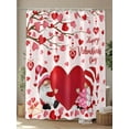 thumbnail image 4 of Love Gnomes Valentines Long Shower Curtain Set, Waterproof Shower Curtains for Bathroom, Pink Red Love Heart Romantic Washable Fabric Cloth Bath Curtain for Bathtub Decoration with Hooks 72x84 Inches, 4 of 6