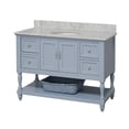 thumbnail image 2 of Beverly 48" Bathroom Vanity with Powder Blue Cabinet and Carrara Marble Top, 2 of 6