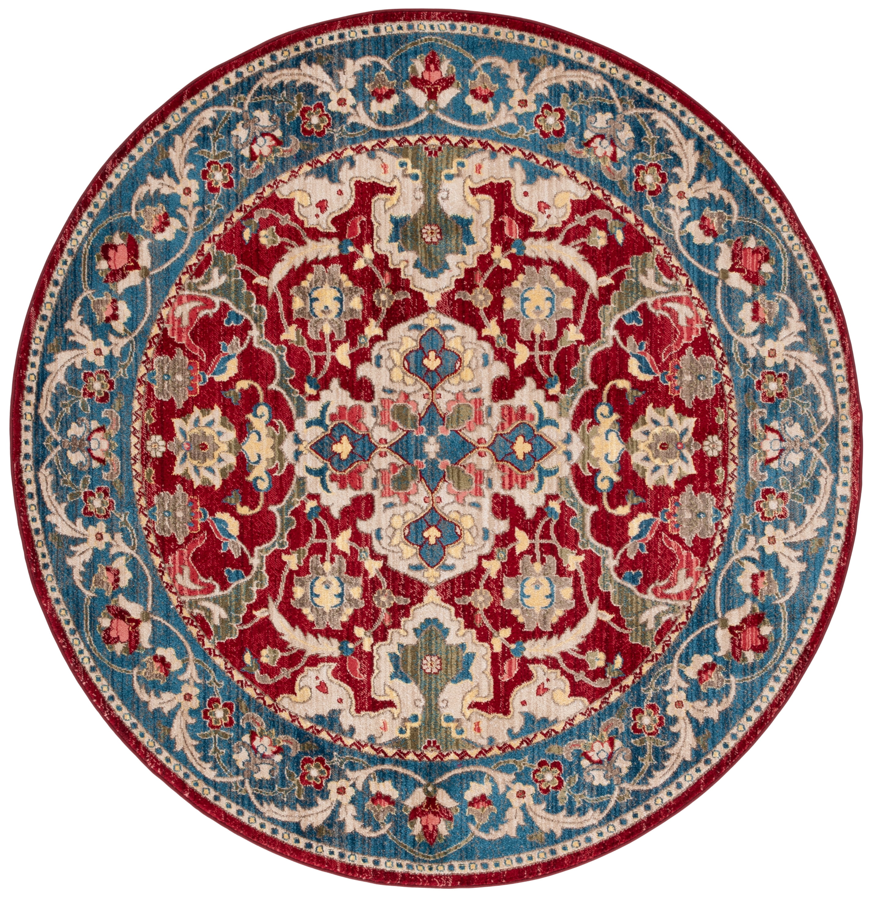 Safavieh Kashan Vincent Oriental Area Rug, Red/Blue, 3'3" x 3'3" Round