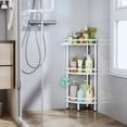 thumbnail image 5 of Standing Corner Shower Caddy - 3 Tier Shower Organizer Corner with Soap Holder and 4 Hooks, Rustproof Bathroom Storage Shelves with Adhesives, White, 5 of 7