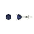thumbnail image 2 of 0.5 Ct Round Cut Studs Blue Sapphire 18K White Solid Solid Gold Everyday Dainty Earrings Push Back, 2 of 7