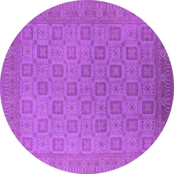 Ahgly Company Machine Washable Indoor Round Oriental Purple Industrial Area Rugs, 3' Round